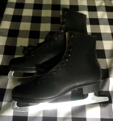 VTG Lake Placid Flyer Men's Ice Skates ~ Figure Blades Size 10 Black • $24.99