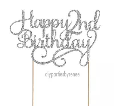 Cake Topper - Two - 2nd - 20+ Colours - NEXT DAY POST - Happy 2nd Birthday • $18