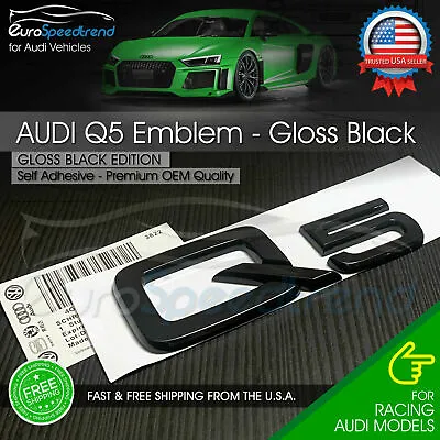 Audi Q5 Gloss Black Emblem 3D Rear Trunk Lid Badge OEM S Line Logo Nameplate SQ5 • $19.99