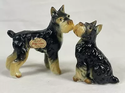 Vintage Miniature Porcelain Dog Figurines Schnauzer Terrier Set Of 2 (Japan) • $20