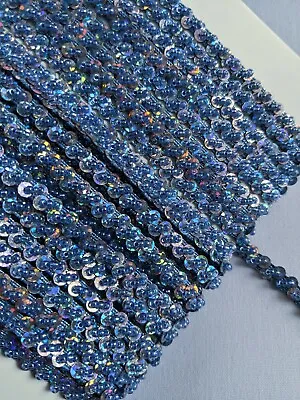 £2.99 • Buy 1Yard Blue Sequin Beads Ribbon Lace Trim For DIY Art Craft Clothes Décor .5cm 