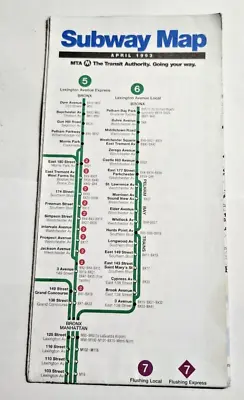 NYC Subway Map New York City MTA Transit April 1993 Vintage NYCT Trains Railroad • $34.99