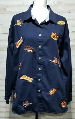 Auburn Tigers Women's Collegiate Collection Button Front Mascot Patch XL Shirt • $14
