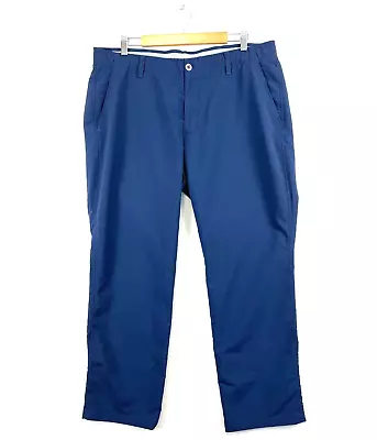 UNDER ARMOUR Golf Pants Blue Vented Stretch Match Play Mens Size 40 X 30 • $19.99