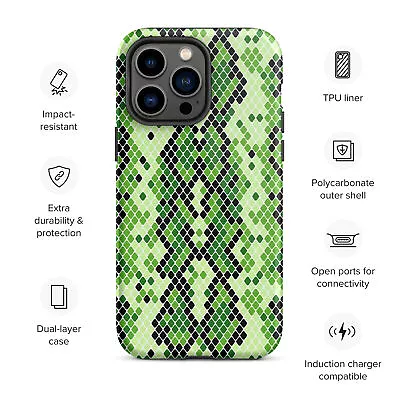 For IPhone 12 13 14 Mini Plus Pro Pro Max Green Snake Print IPhone Case • $29.95