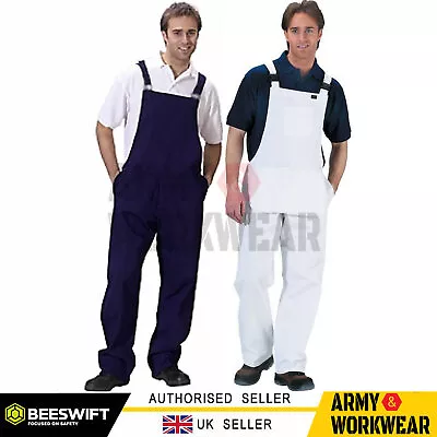 Click Cotton Bib And Brace Painters Decorators Overalls Coveralls Dungarees Mens • £14.95