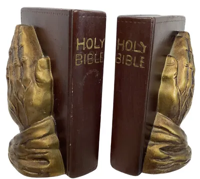 Vintage Japan Set Pair Of Holy Bible Praying Hands Book Ends 5.5” Tall S15 • £9.62