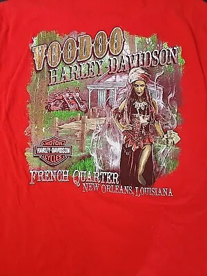 Harley Davidson Red Shirt Lg New Orleans Voodoo French Quarter Louisiana F43 • $34.95