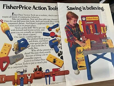 Fisher Price Action Tools Two Page Vintage Print Ad • $1.99