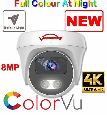 £38 • Buy Viper Pro Cctv Ip67 8mp 4k Colorvu Hdtvi Camera 24-hour Smart Light Video Uk 