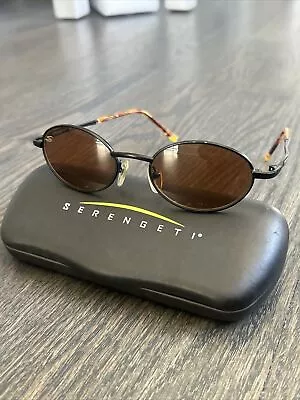 Vintage Serengeti 6468 Black & Tortoise Sunglasses 90’s BROWN Lens W Hard CASE 1 • $65