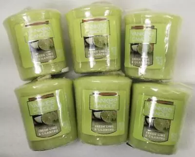 Yankee Candle Votives: FRESH LIME & CILANTRO Wax Melts Lot Of 6 Green Wax New • $15.97