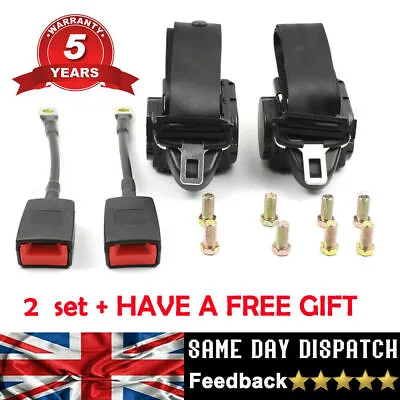 3 Point Inertia Seat Belt Kit Car Truck Adjustable Seat Belt Universal 2 SET • £26.99