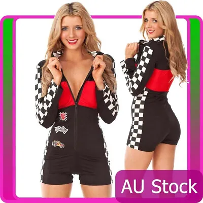 Miss Racer Racing Sport Driver Costume Super Car Grid Girl Red Hot Fancy Dress • $24.78