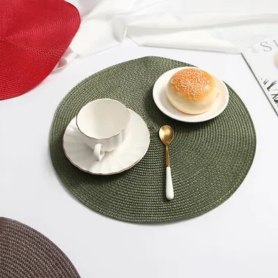 4 Pack Of Round Weaved Non Slip Placemats Coasters Dining Table Place Mats Set • £8.55