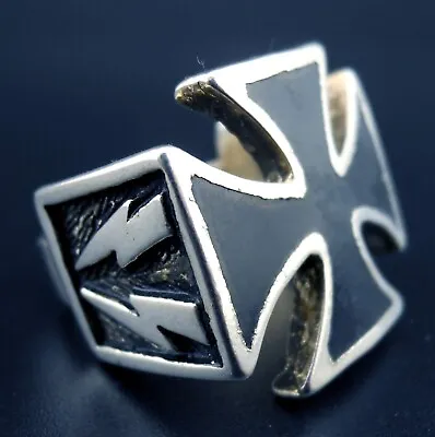 Iron Cross Ring Vintage Biker / Heavy Metal NEW Lightning Bolts Motorhead Lemmy • $49