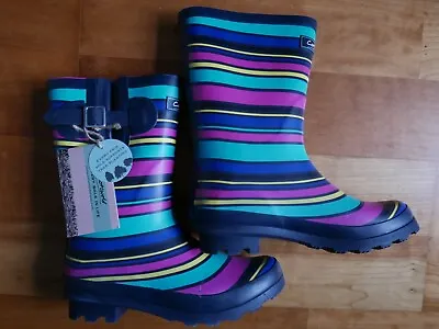 Cotswold Paxford Short Wellington Boots UK Size 3 Multicoloured Stripes BNIB • £14.99