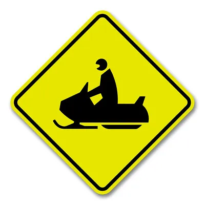 Snowmobile Crossing 16 Inch Diamond Yellow Aluminum Street Sign • $25.99