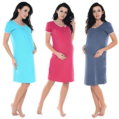 Purpless Maternity 2in1 Button Opening Short Sleeves Lace Nightdress 6066n • £13.98