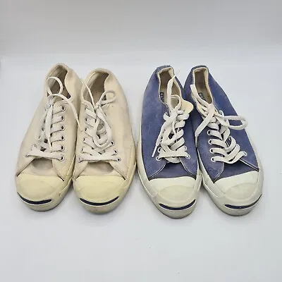 Lot Of 2 JACK PURCELL Converse Vintage White & Blue Sneakers  4.5 MADE IN USA • $199.99