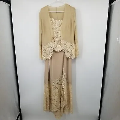 Montage By Mon Cheri Women's 2 Piece Midi Length Lace Trim Dress Size 14 • $60