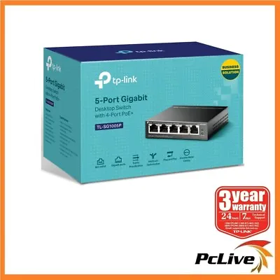 $99 • Buy TP-Link TL-SG1005P 5-Port Gigabit Desktop Switch With 4-Port PoE 1000Mbps QoS