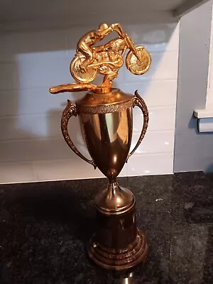 1950s New OLD STOCK AMA  MOTORCYCLE RACING TROPHY! VERY RARE! 16in TALL!  • $399.99