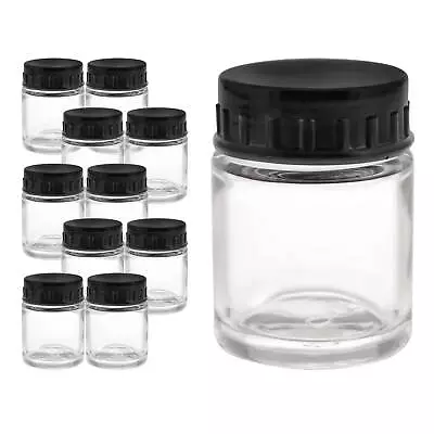 10pk Airbrush 3/4oz Glass Jar Bottles With Plastic Lids Store Paint Siphon Feed • $16.99