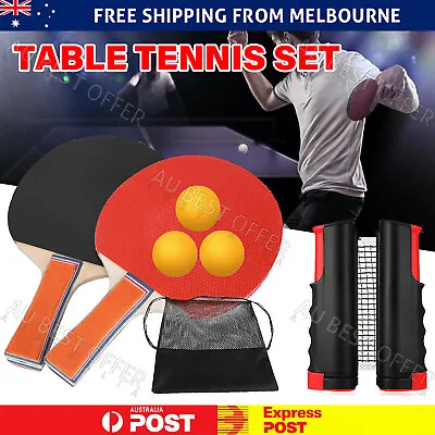 $17.49 • Buy Table Tennis Kit Ping Pong Set Retractable Net Rack + 2 Bats + 3 Balls AU