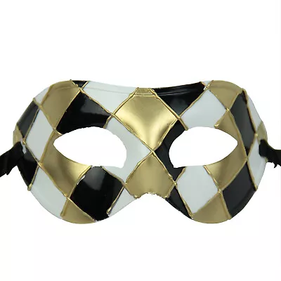 Men's Venetian Masquerade Mask Party Costume Fancy Dress Mardi Gras Black Gold • $9.95