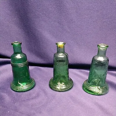 Wheaton NJ - Liberty Bell  -3” Mini Green  Bottles Lot Of 3  • $12.18