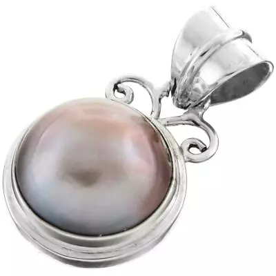 925 Sterling Silver Exquisite Champagne Mabe Pearl Sterling Pendant 11/16  • $28.95