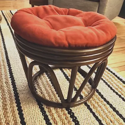 Vintage Bamboo Bentwood Rattan Stool Mid Century Modern Ottoman W/Cushion MCM • $68