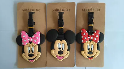 NEW Mickey Mouse Minnie Mouse Head PVC Luggage Labels Tags Travel Baggage Tags • £3.46