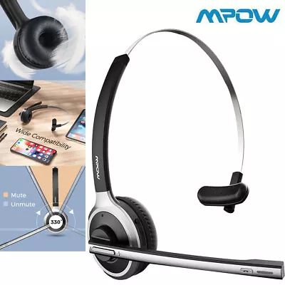 MPOW Call Centre Headset Headphones With Microphone Bluetooth For Computer PC • £18.04