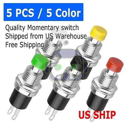 5 X Momentary Push Button Small Switch Power DC 50V 0.5A Color Knob Panel Click • $5.95