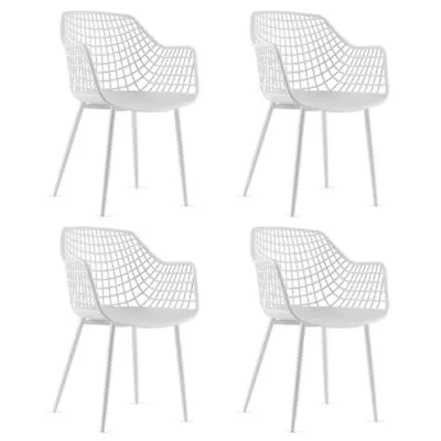 Set Of 4 Heavy Duty Modern Dining Chair With Airy Hollow Backrest • $183.10