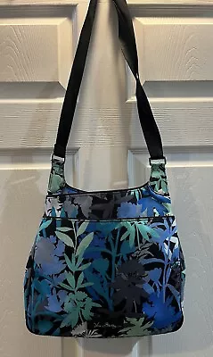 Vera Bradley Blue Turquoise Camo Floral Crossbody Shoulder Bag Purse Nylon • $17.99