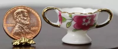 Dollhouse Miniature White Porcelain Bowl With 14K Gold Trim • $3.99