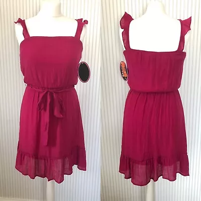 PAPER DOLL Juniors Magenta Pink Floaty Strappy Short Summer Dress Size S • £9.99