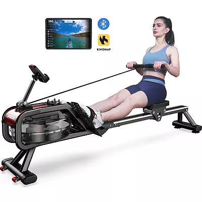 Home Water Rowing Machine Foldable Rower Bluetooth 360° Tablet Holder Adjustable • $324.99