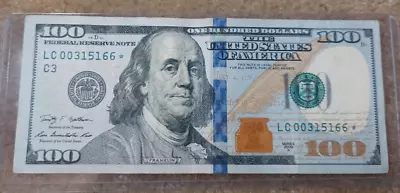 $100 Dollar Bill Us Bill Star Note Series 2009 A Lc 00315166* • $124.99