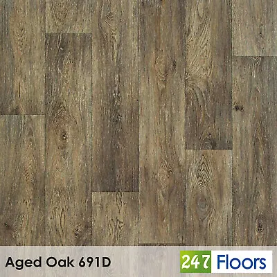 Quality Vinyl Flooring Roll Wood Plank Stone Effect Lino Cheap Kitchen Bathroom • £215.76