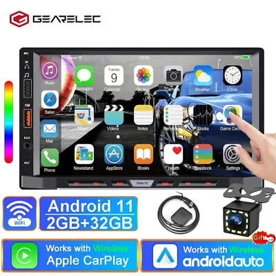 7  Double Din Car Stereo Radio Apple CarPlay Android Auto Touch Screen Bluetooth • $54.59