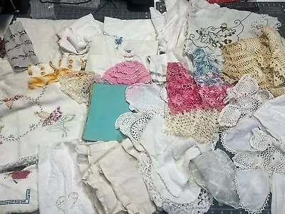 Huge Lot Of Vintage Linens Doilies Crochet Textiles #1 • $39.99