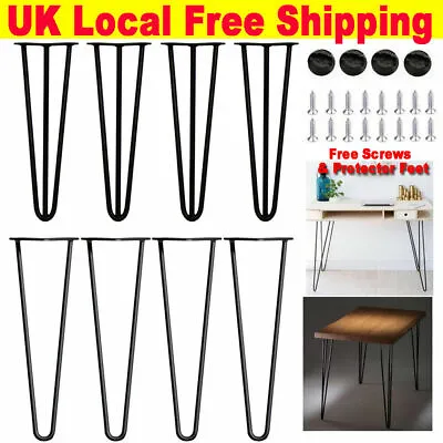 Set Of 4 Hairpin Legs / Hair Pin Legs Furniture Bench Desk Table In Steel 8~28   • £5.31