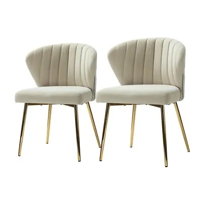 Velvet Dining Chair Set Of 2 Modern Vanity Chair Kitchen Chair Metal Gold Legs • $229.99