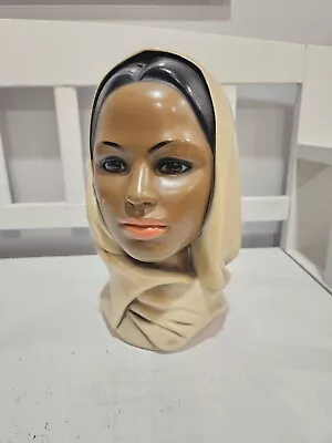 Vintage Marwal Chalkware Head Bust Woman Hijab • $24