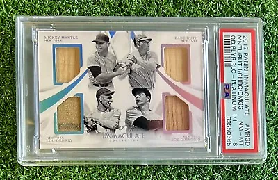 2017 Immaculate Babe Ruth Mickey Mantle Lou Gehrig Joe Dimaggio 1/1 Relic Psa 8 • $4049.99