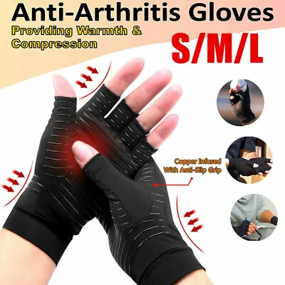 £5.29 • Buy Copper Anti Arthritis Gloves Hand Wrist Support Finger Compression Pain Relief